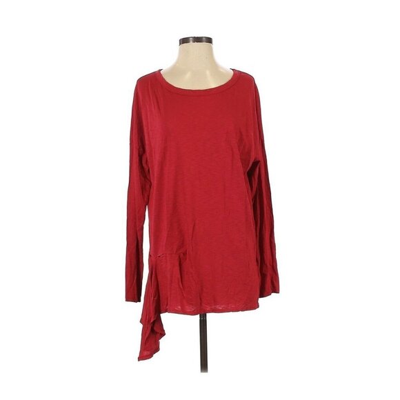 Michael Stars Red Solid Long Sleeve Blouse - Picture 1 of 2